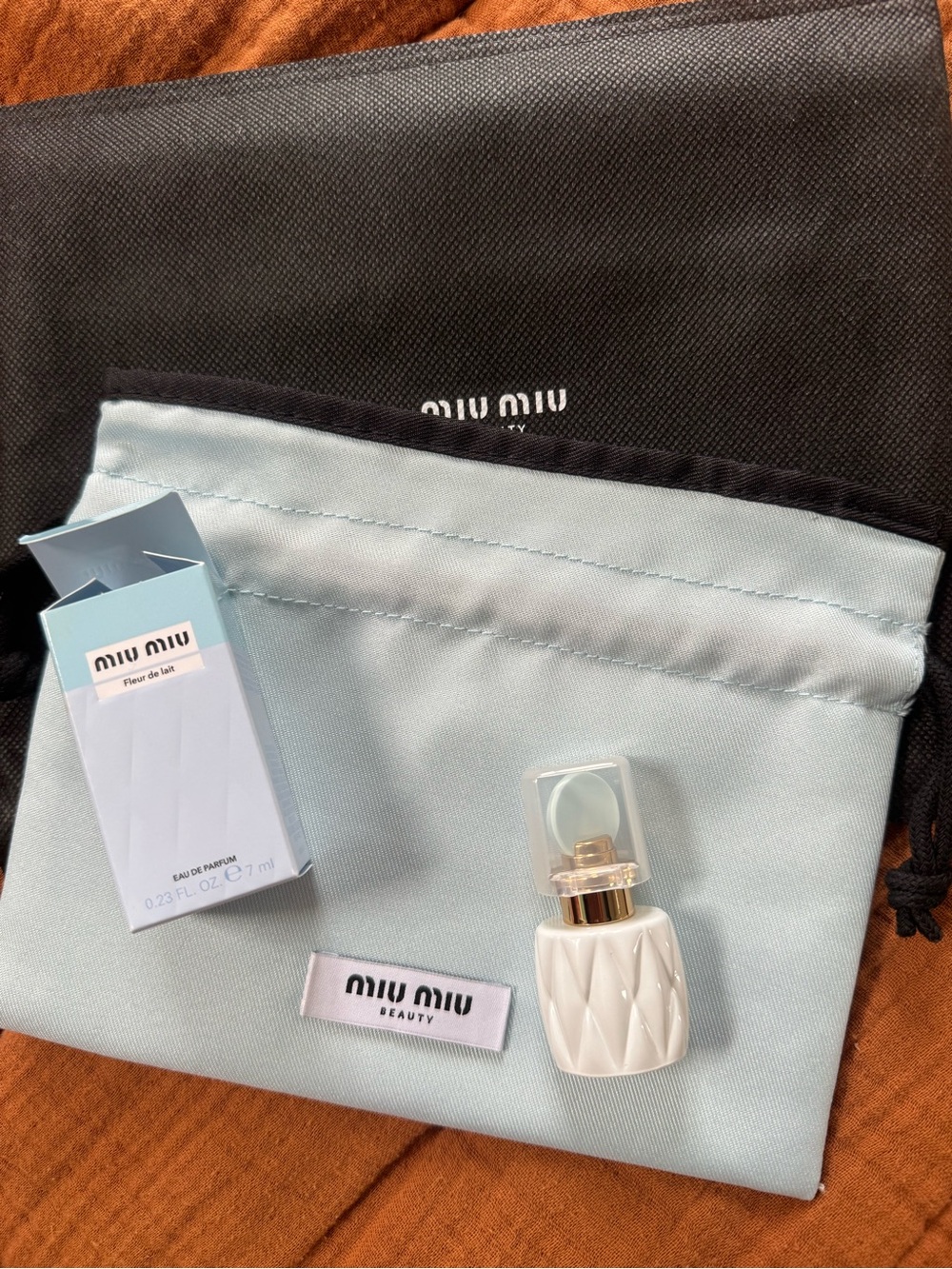 Miu Miu Light Blue Pouch with Fleur De Lait Mini Fragrance